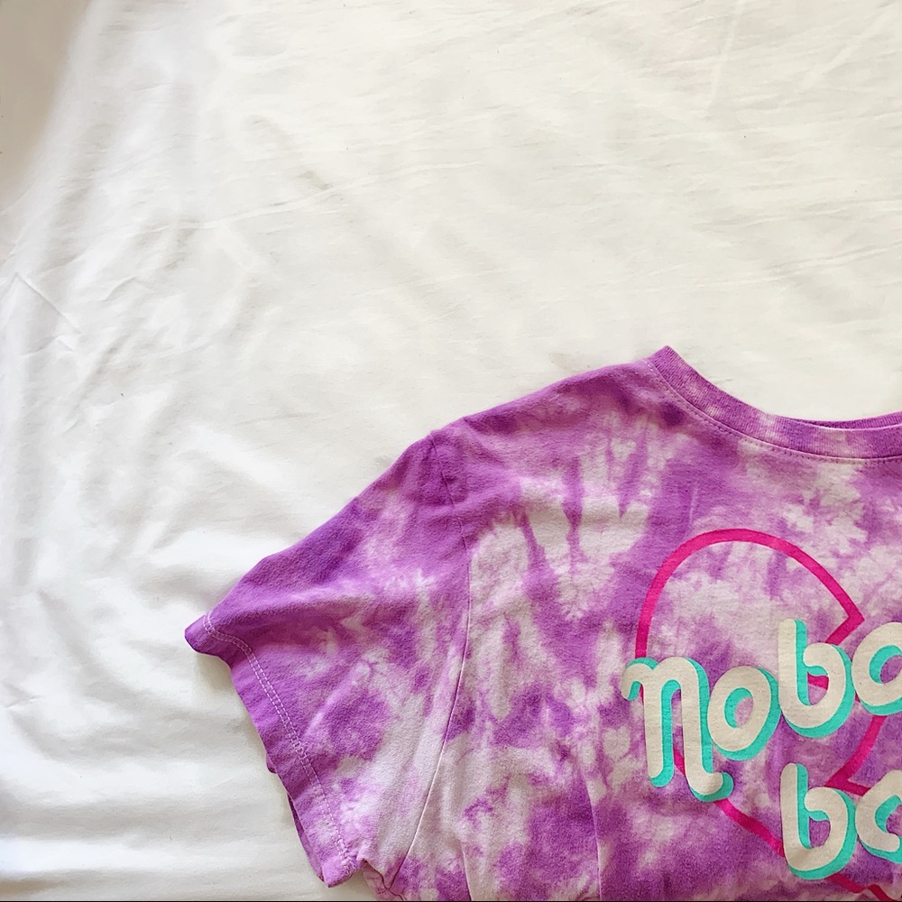 Purple Tie Dye Cropped Graphic Tee
